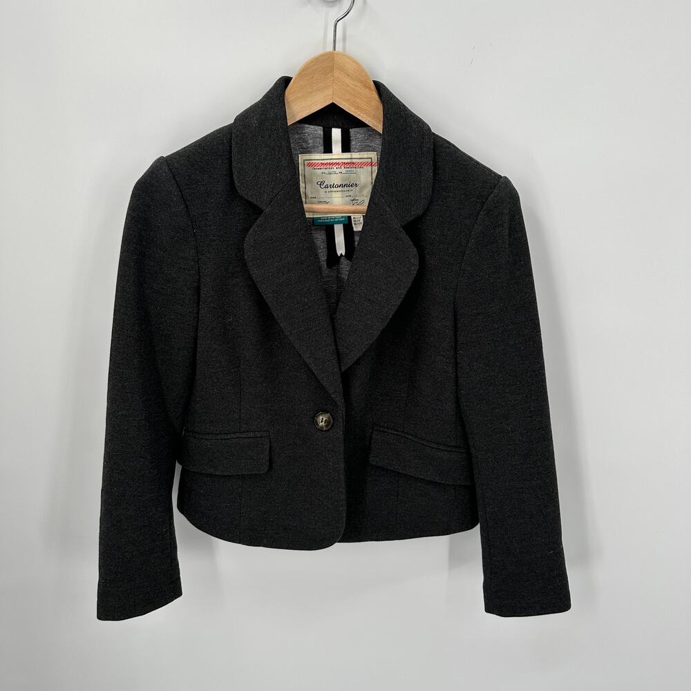 ANTHROPOLOGIE Cartonnier Heathered Grey Blazer Jacket // 0P
